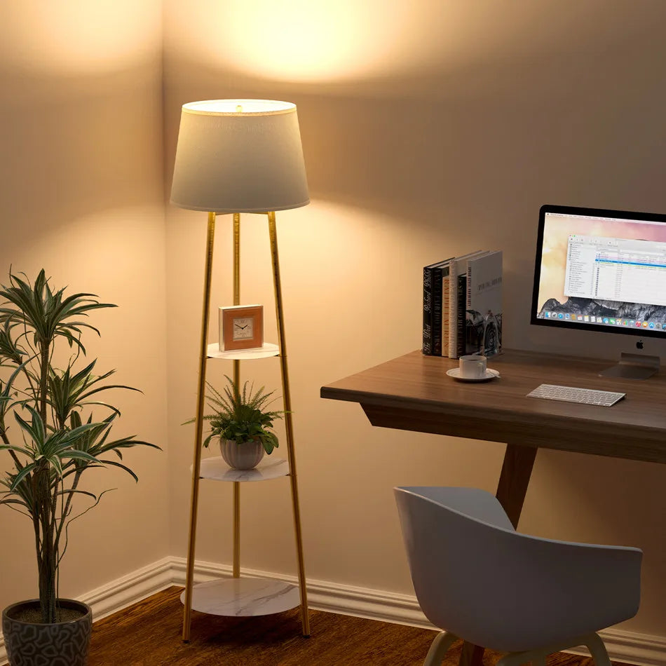 Lampadaire salon – Éclairage Design avec Rangement pour Salon ou Chambre