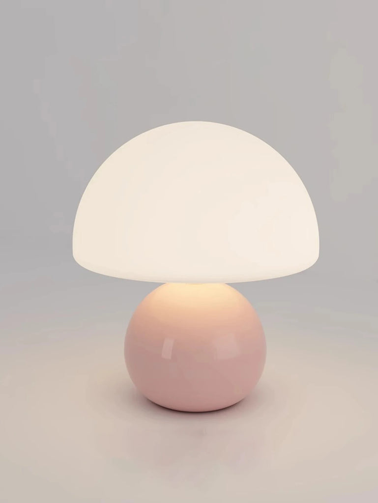 Lampe de table champignon en verre rose - Éclairage doux et style élégant